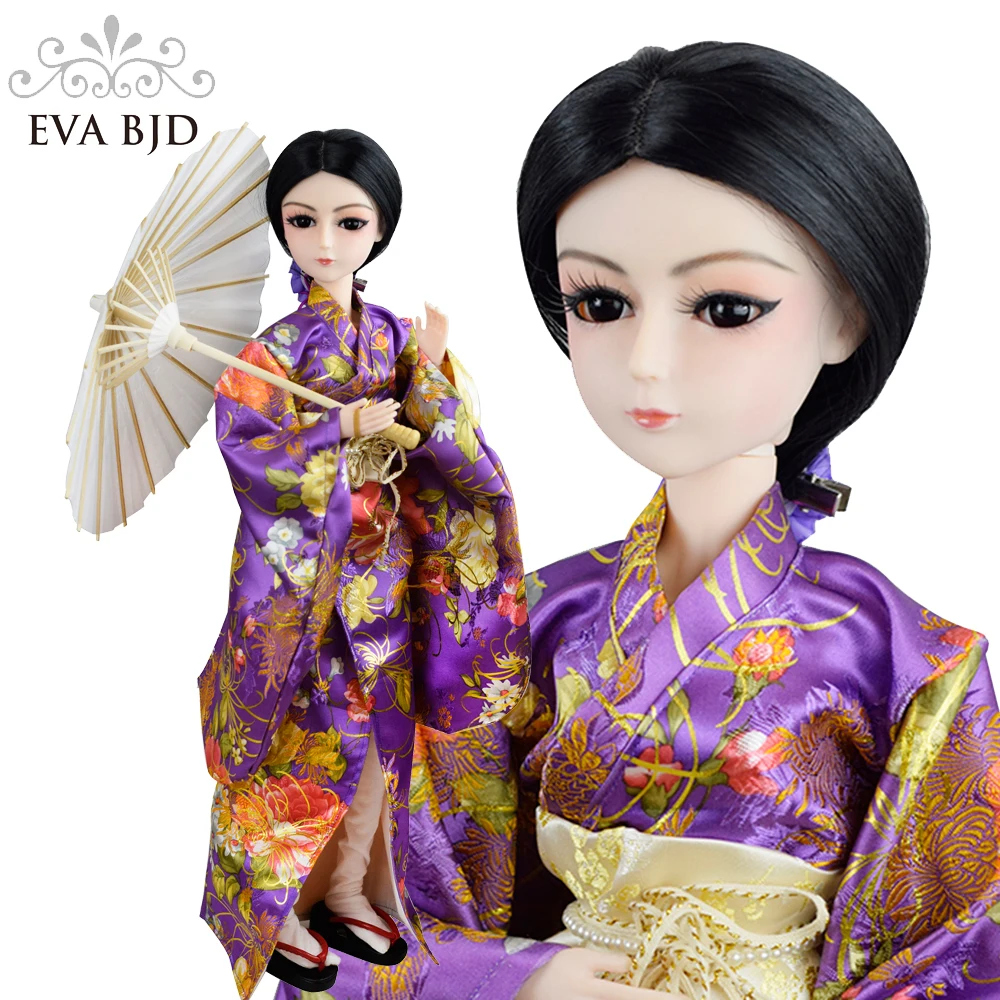 EVA BJD Surprise Japanese Girl 1/3 BJD Doll 60cm 24 inch Kimono Ball Jointe...