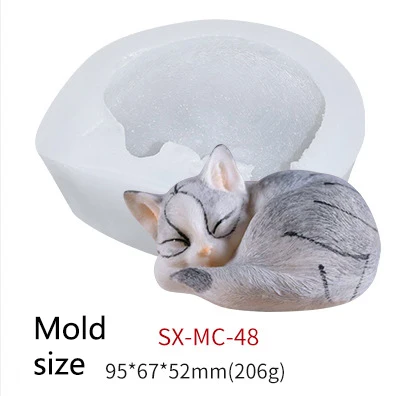 Силиконовая форма для торта в форме животного, пень, белка, милый кот, мороженое, шоколад, ароматический гипс, свечи, ремесла, мыло, молд ручной работы - Цвет: SX-MC-48cat