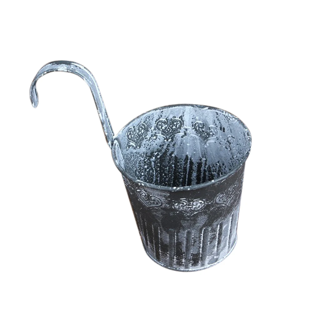 Garden Galvanised Zinc Metal Plant Flower Planter Pot Rustic Plant Flower Planter Pot