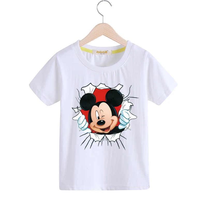 Girls Cartoon Mickey Print Tshirts Kids Summer Short Sleeve T-shirts Boys Cotton Tees Top Costume Children Clothing Baby TX149 (4)