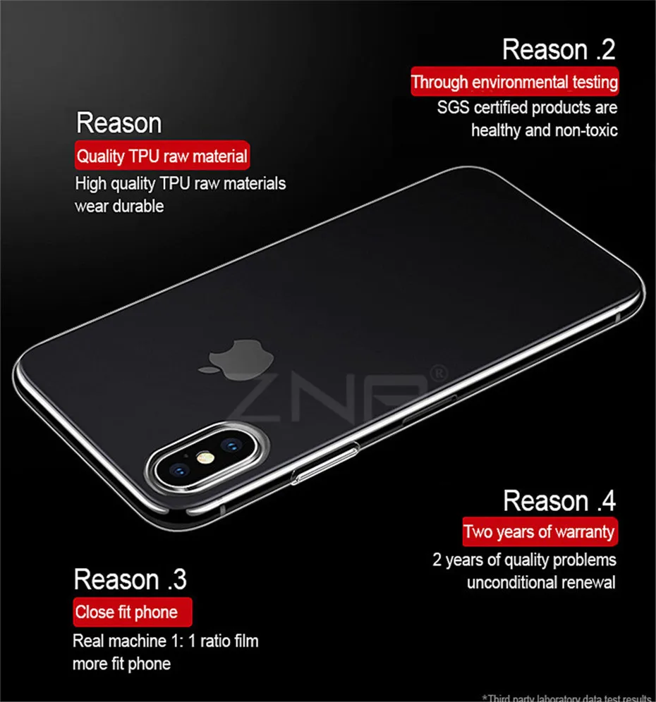 ZNP, Ультратонкий Мягкий Прозрачный чехол из ТПУ для Apple iPhone X, 8, 8 Plus, 7, силиконовый чехол, чехол для iPhone 6, 6, 7 Plus, чехол для телефона