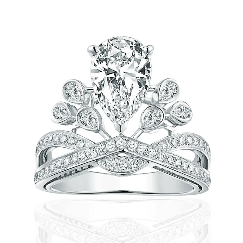 

Hot Sale Wholesale New Fashion Super Shiny Zircon 925 Sterling Silver Adjustable Size Rings for Women Wedding Jewelry Gift