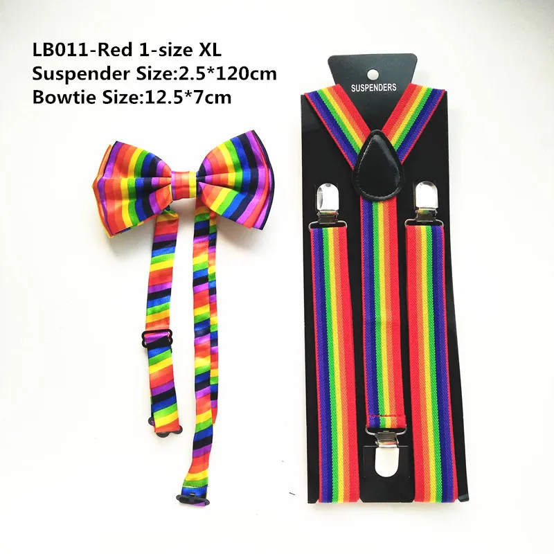 Suspender and Bow Tie Adults Rainbow 4-Clips Wedding Formal Wear Accessories
