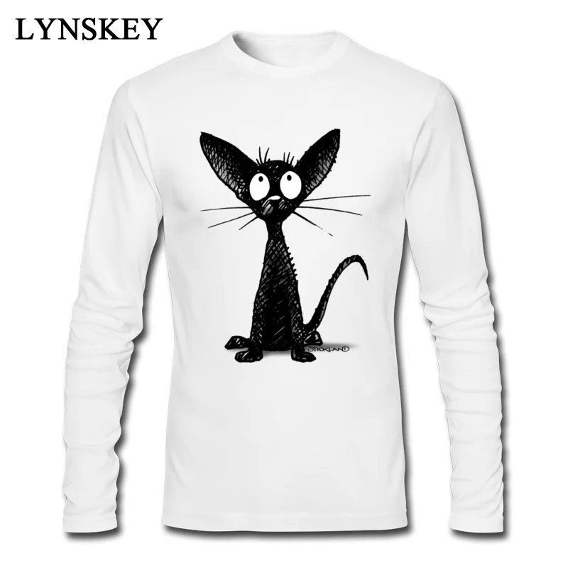 Design T-Shirt Family Round Neck Little Black Cat 100% Cotton Boy Tops T Shirt Design Long Sleeve Tee Shirt Top Quality Little Black Cat white