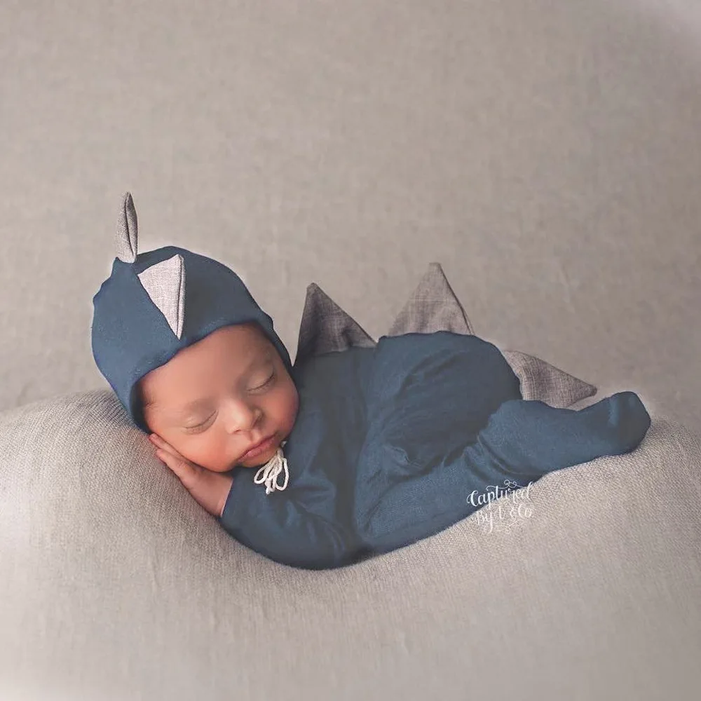 Одежда для фотосъемки новорожденных ромпер с динозавром+ шапка реквизит для фотосъемки новорожденных Фотостудия аксессуары для фотосъемки