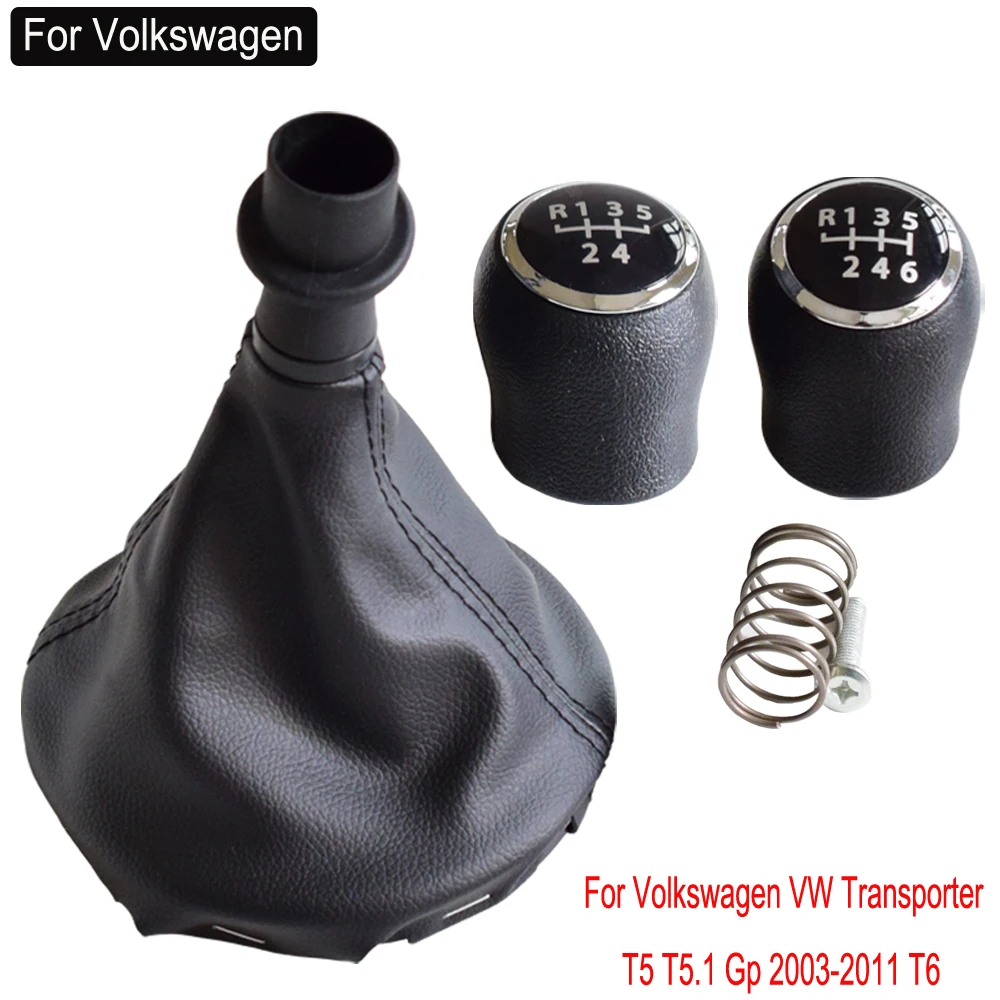 

Car Gear Shift Knob Lever For Volkswagen VW Transporter T5 T5.1 Gp 2003-2011 T6 5/6 Speed Gaiter Boot Gear Shift Knob Shifter