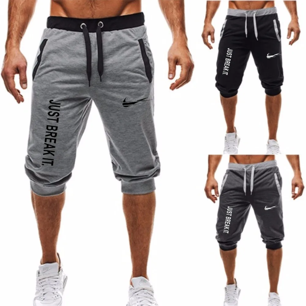 

2019 Mens gym shorts Run jogging sports Fitness bodybuilding Sweatpants male workout training Brand Knee Length short pan