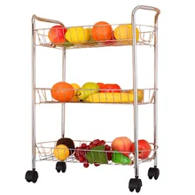 Kitchen Organizer Three Layers Storage Rack Fruits Vegetables Cooking Utensils Storage Organization Holder Shelves with Wheels