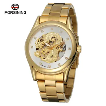 

FORSINING Classic Golden Skeleton Mechanical Watch Men Stainless Steel Luxury Man Watches Automatic Self-Wind Wristwatches Clock
