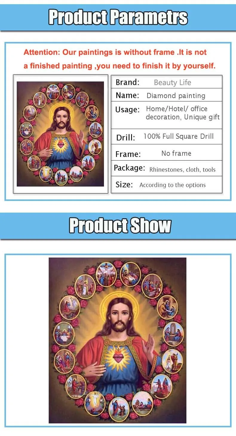 Religion picture of Jesus Diy diamond painting human Handicraft crystal diamond mosaic kits pattern patchwork Dimensional Series