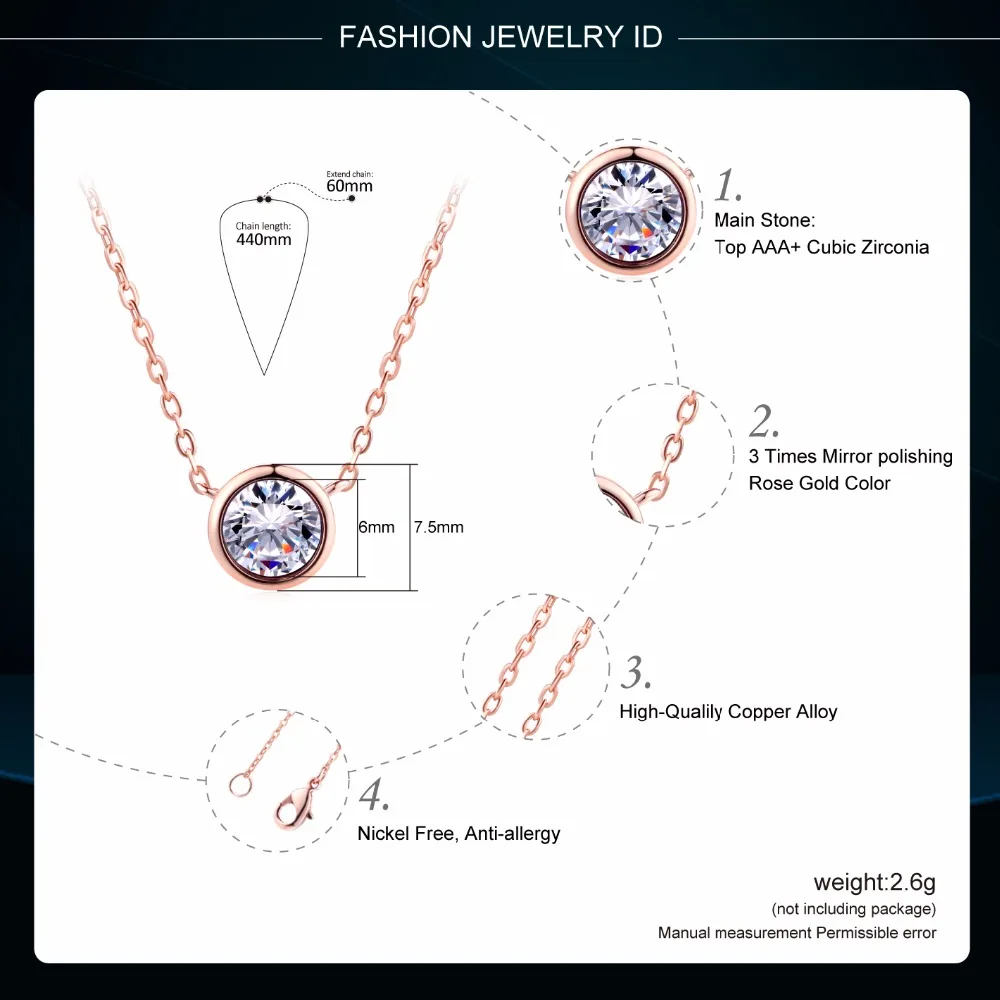 Цепочка с кулоном из розового золота фианитом 1 карат|pendant necklace|rose gold pendantgold jewelery |