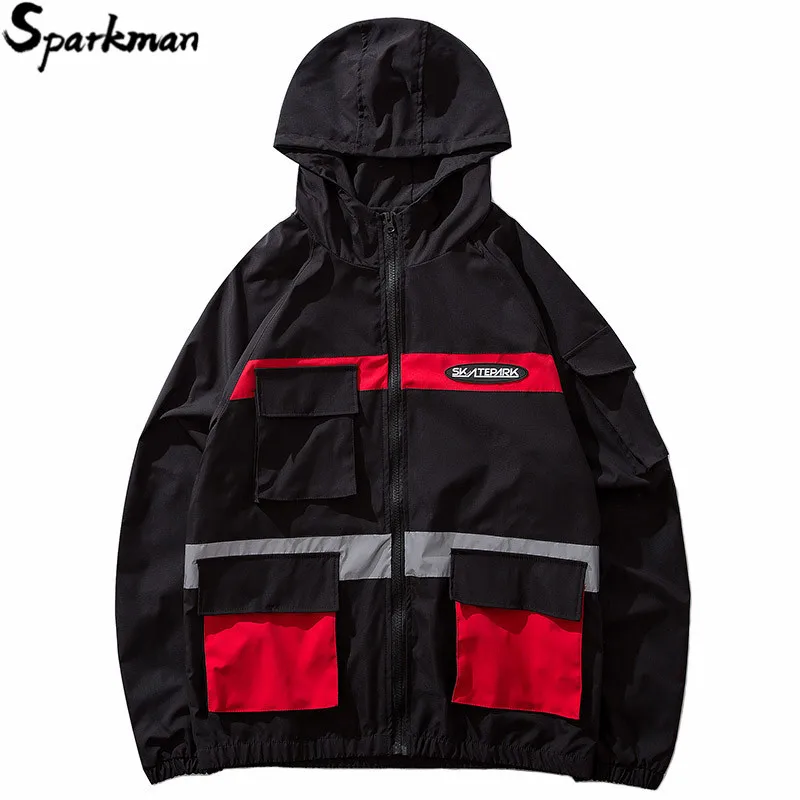 Harajuku 3M Reflective Jacket Men Hip Hop Streetwear Hooded Jacket Windbreaker Spring 2019 Color Block Track Jacket Coat Hoodie Harajuku 3M Reflective Jacket Men Hip Hop Streetwear Hooded Jacket Windbreaker Spring 2019 Color Block Track Jacket Coat Hoodie
