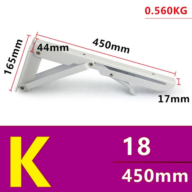 2 PackTriangle складной Угловой Кронштейн Регулируемый Настенный Прочный подшипник полка Кронштейн DIY домашний 8-20 дюймов белый стол скамья - Цвет: K-18x2