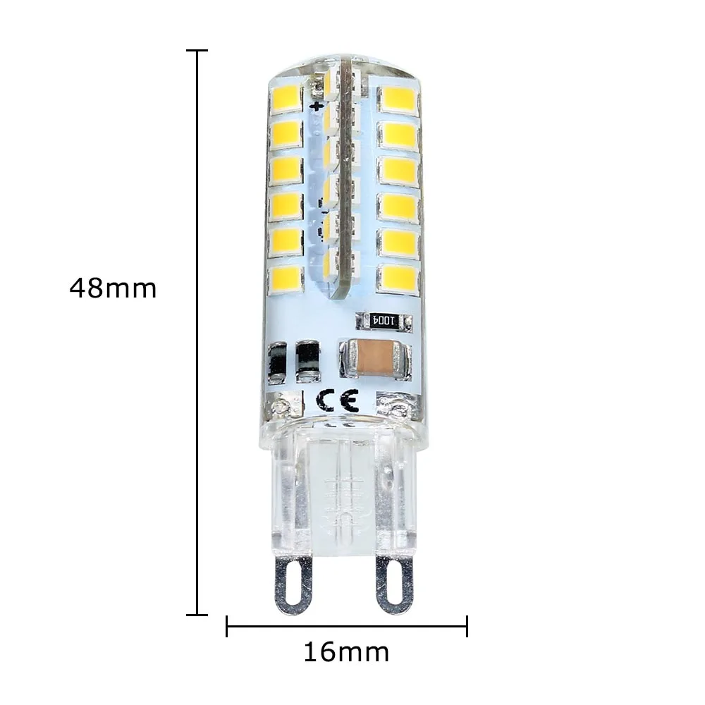 16 упак. силиконовые G9 220 В 2835 SMD 7 Вт 48 LED лампы кристалла Кукуруза лампы Люстра COB прожектор холодный /теплый белый 360 градусов свет