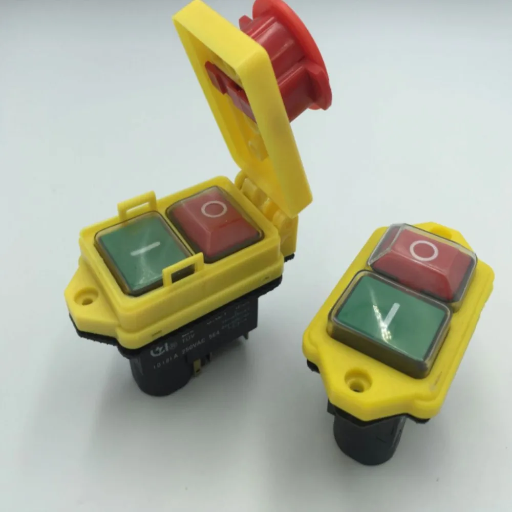 

CK21 2-Button IP54 Waterproof Botton 5-Pin Momentary Electromagnetic Switch 250VAC 10A(8)A 5E4 Cutting Machine