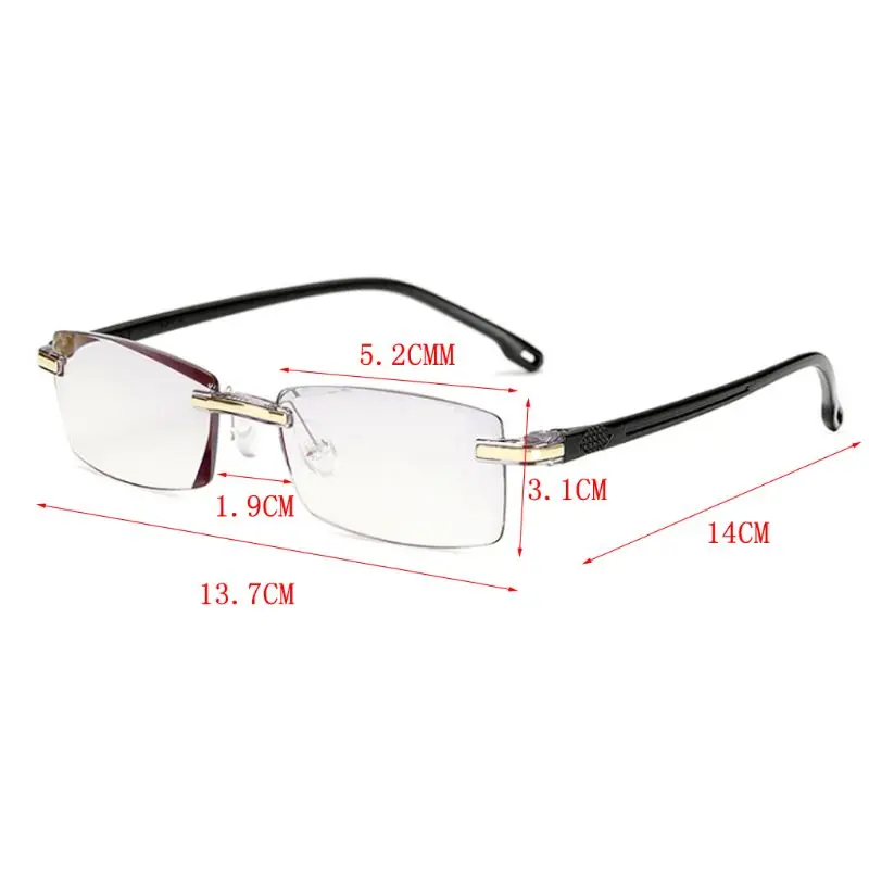 Ultralight Rimless Reading Glasses Clear Lens Unisex Anti-Blu-Ray Radiation Computer Presbyopia Readers+1.0 To+4.0