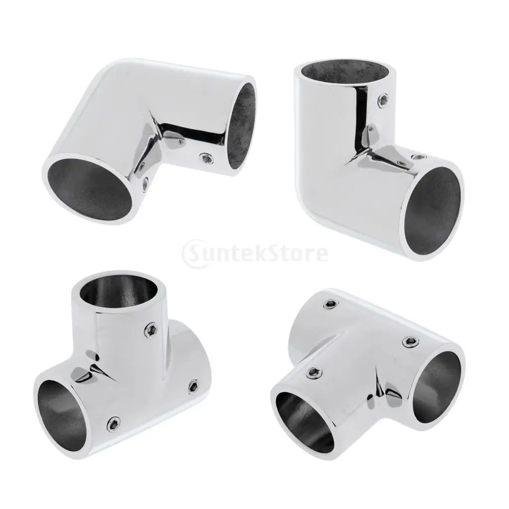 25mm Boat Handrail Fittings 2pcs 90 Degree Tee & 2pcs Elbow - Marine Grade 316 Stainless Steel
