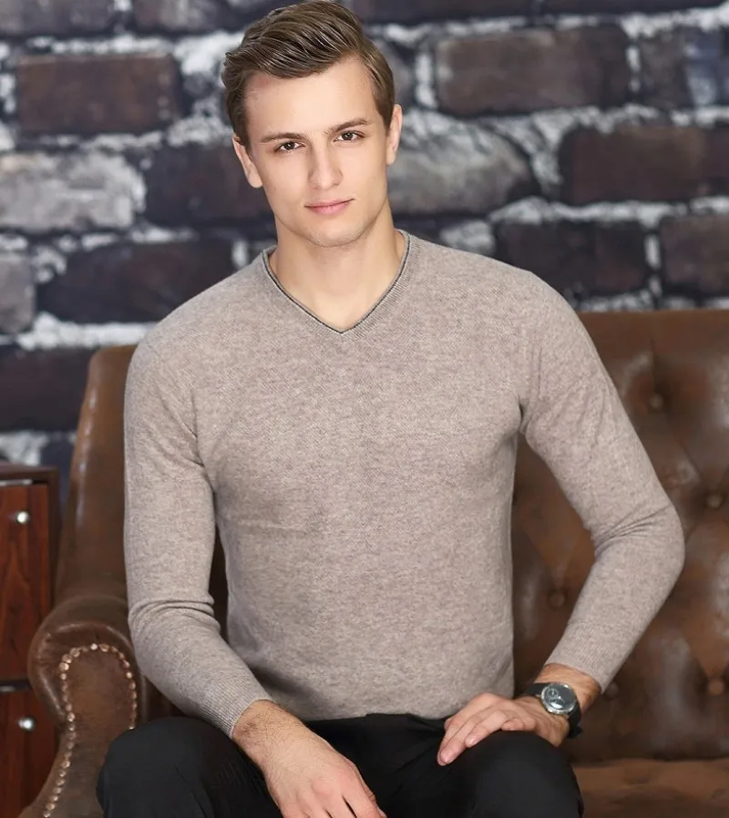 2019 мужской брендовый Роскошный 100% кашемировый деловой Повседневный свитер с v-образным вырезом зимний теплый приталенные пуловеры мужской