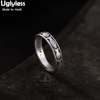 

Uglyless 100% Real Solid 990 Pure Silver Handmade Fish Open Rings for Women Lovely Ethnic Finger Ring Thai Silver Fine Jewelry