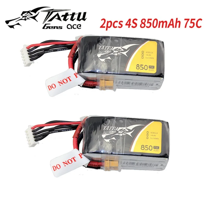 2 шт TATTU 3S Lipo аккумулятор 850mAh 75C аккумулятор 11,1 V XT30 штекер 58 мм* 29 мм* 21 мм FPV рама Дрон Квадрокоптер вертолет RC автомобиль - Цвет: 2pcs 4S 850mAh 75C