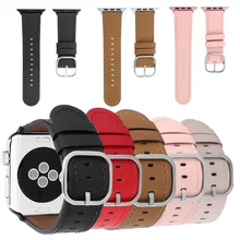 Classic Genuine Leather Watchband for IWatch Apple Watch 38mm 42mm 40mm 44mm Series 1 2 3 4 Watchband Buckle Wrist Strap