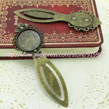 

Sweet Bell 6pcs Antique Bronze Alloy Cameo Flower Steel Bookmarks 20mm-28*83mm Round Cabochon Settings Jewelry Charm 13C1633