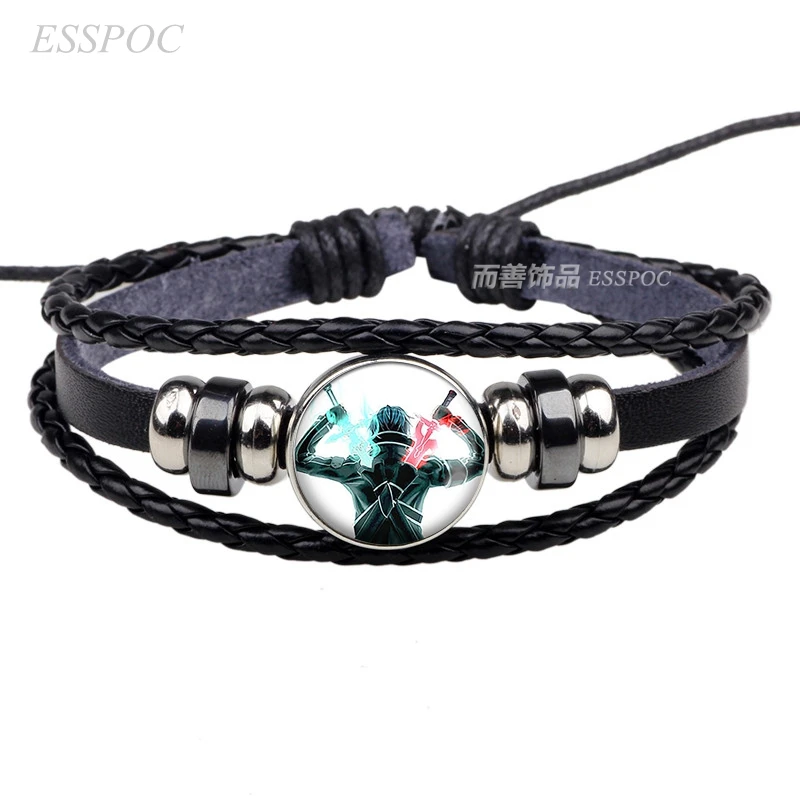 

Sword Art Online Anime Black Rope Bracelet Kirigaya Kazuto Yuuki Asuna Figure Cosplay Lover Gift
