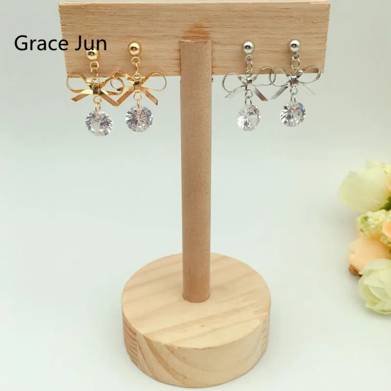 

Korea Style Cute Hollow-out Small Bow-knot Clip on Earrings and Drop Pierced Earrings for Girl Princess Charm CZ Earrings Bijoux