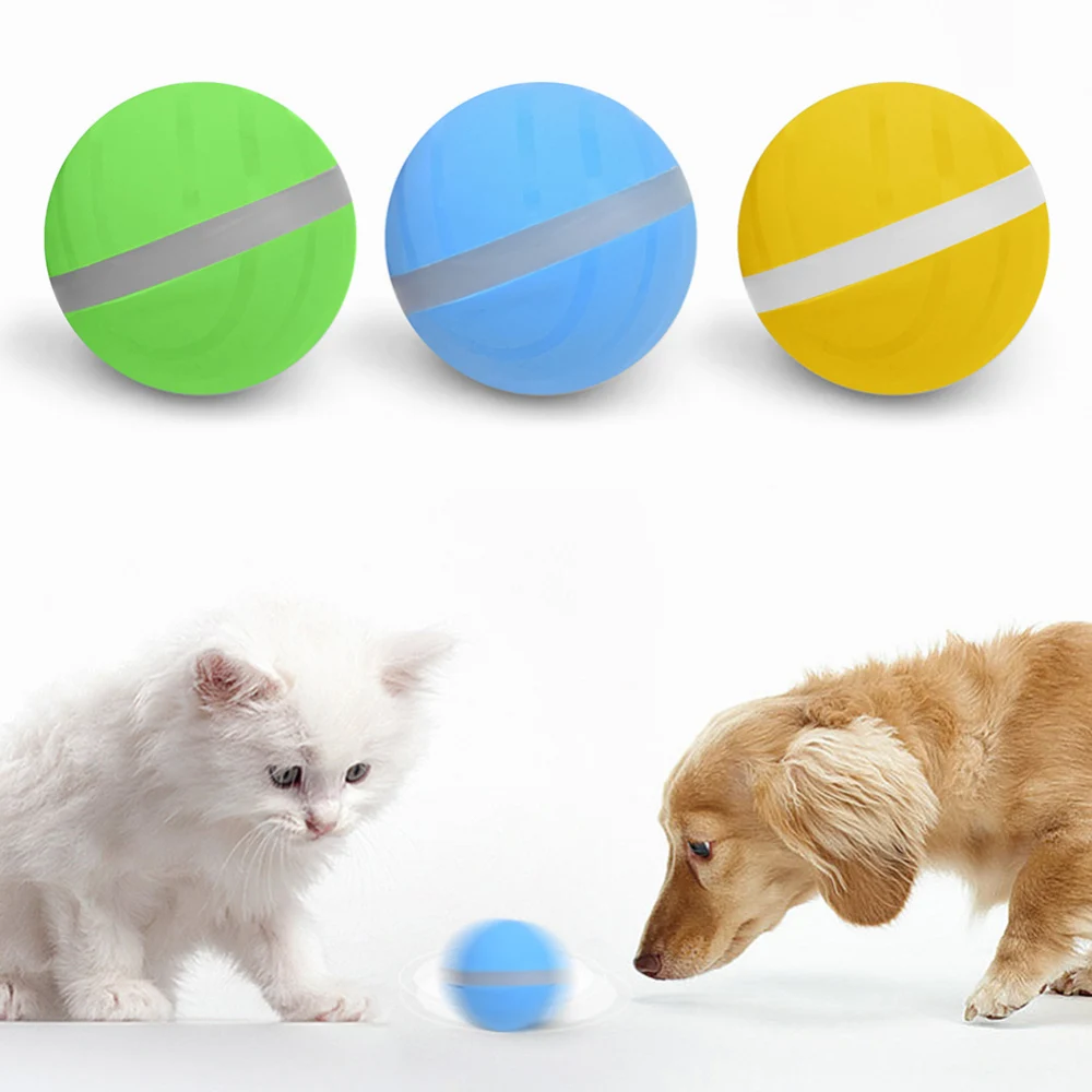 

Pet Dogs Interactive Chew Toy Ball USB Electric LED Light Sound Rolling Flash Ball Toy Silicone Bite Resistant Bouncy Ball