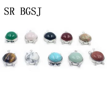 

Free shipping 2-strand Kinds of Gems Jewelry Making Coin Shape Box Stone Clasp 18mm