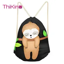 Thikin girls Cute Sloth Casual Sack Drawstring Bag for Women Travel Backpack Toddler Softback Lady Beach Mochila DrawString Bag