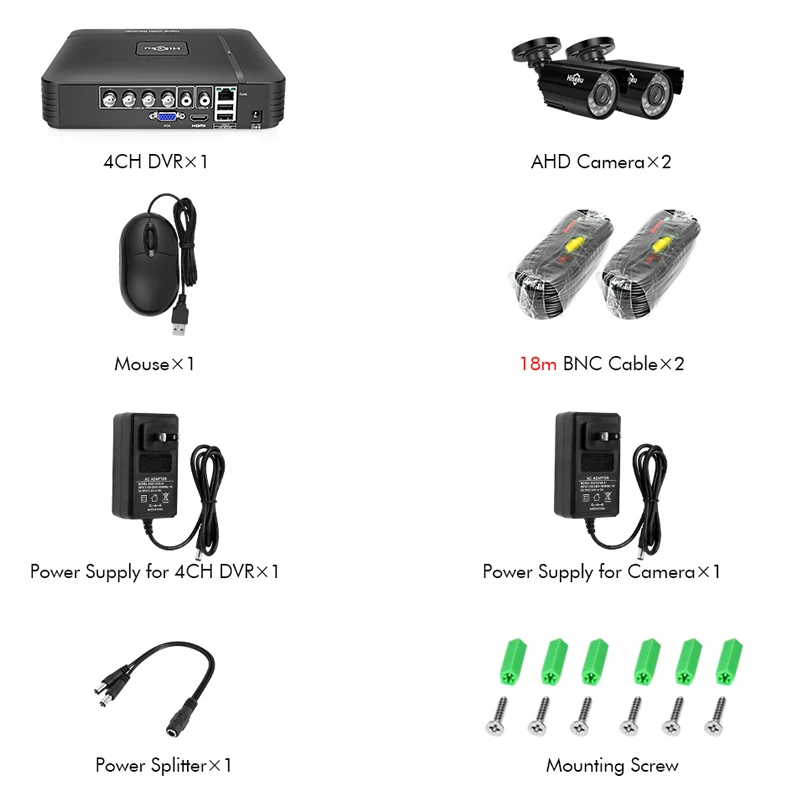 Hiseeu HD 4CH 1080N 5в1 AHD DVR комплект CCTV системы 2 шт. 720 P/1080 P Двусторонняя