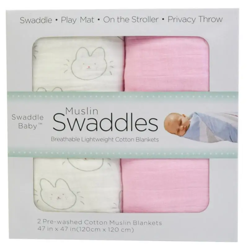 Murah 2 Buah Banyak Bayi Yang Baru Lahir Muslin Swaddles Selimut Bayi Lembut Handuk Syal Kantong Tidur Bayi Selimut Stroller Cover Bermain Mat