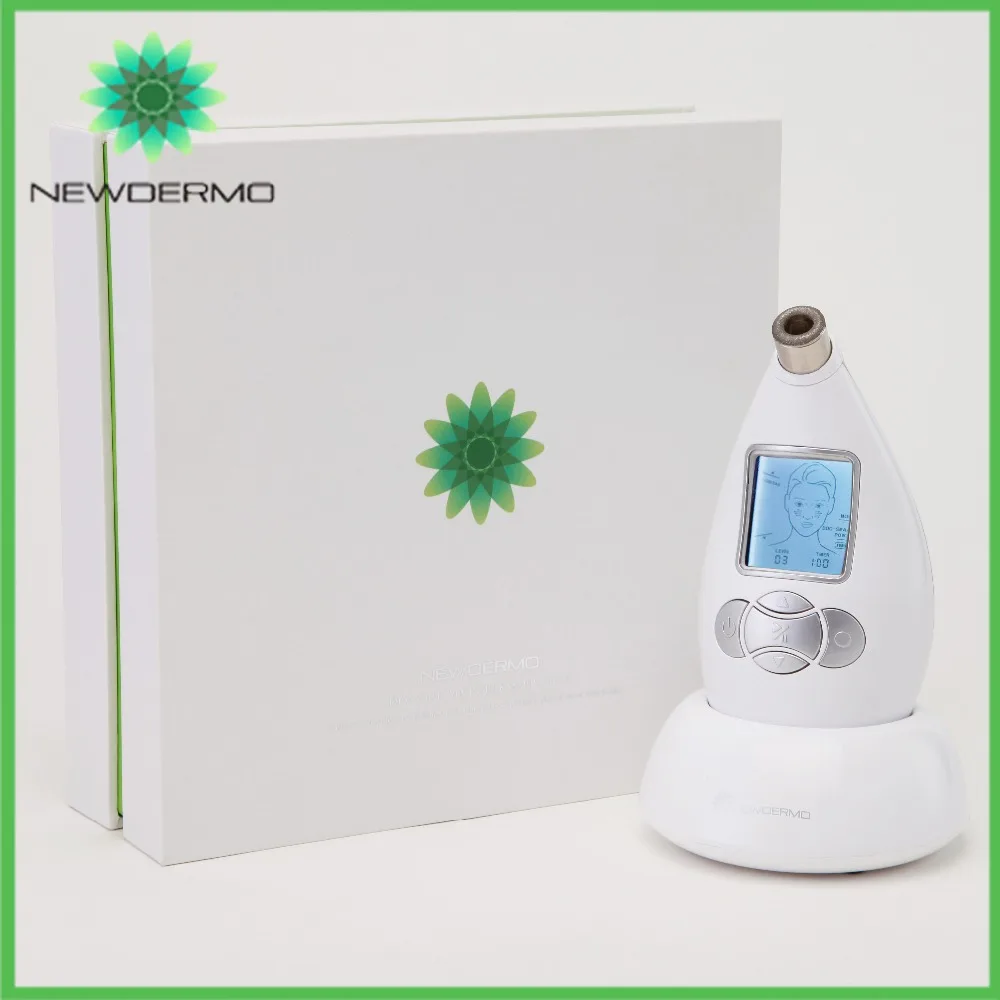 

White NEWDERMO New Arrival Dermabrasion Machine Silver Beauty Handheld Equipment Face Cleansing Tool