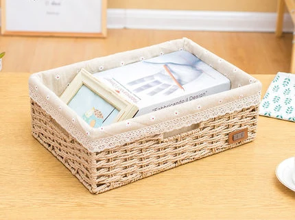 

Storage basket imitation rattan desktop storage box straw frame storage box snacks kindergarten storage basket underwear box