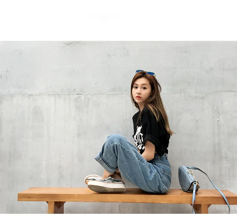 MingJieBiHuo Модные женские корейские Новое поступление повседневные свободные дикие джинсы с высокой талией широкие брюки простые джинсы на молнии обтягивающие