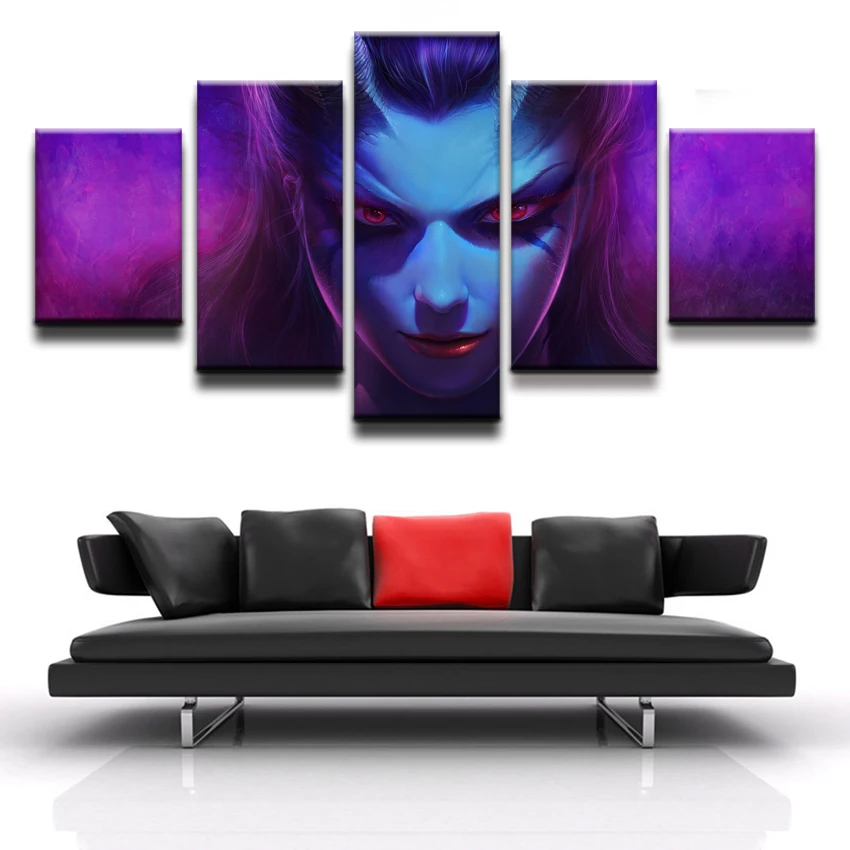  Fashion Canvas Painting Framework Wall Home Decoration Modular 5 Panel Art Prints DOTA 2 Queen Of P
