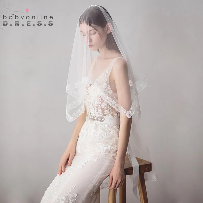 

New Arrival 1.6 M Lace Edge Ivory Wedding Veil with Comb One Layer Soft Tulle Bridal Veil Cheap Wedding Accessories Veu de Noiva