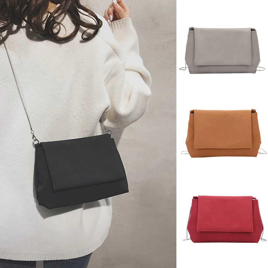 

Chain Bag Fashion Faux Suede Shoulder Bag Solid Color Simple Style Crossbody Bag For Women