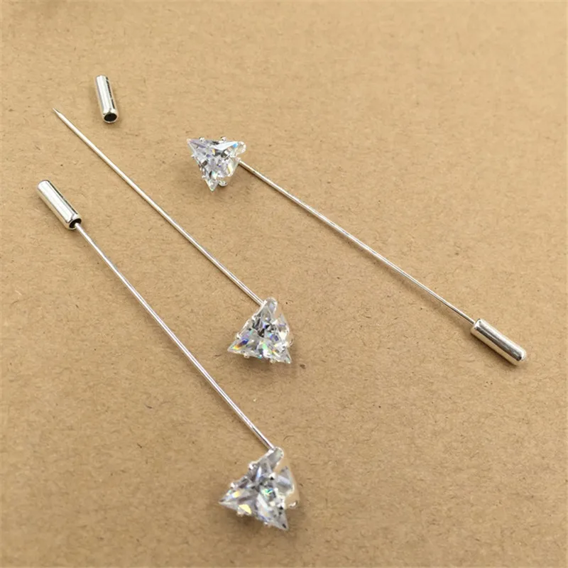 SEA MEW 10 Sets 10mm Fashion White K Color Zircon Set Auger Brooch Pins