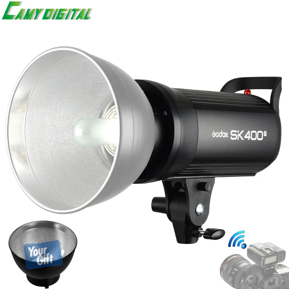 

Godox Professional Studio Flash SK400II GN65 Max Power 400WS 2.4G Wirless Recycle Time 0.4~3s+Bowen mount Standard Cover Gift