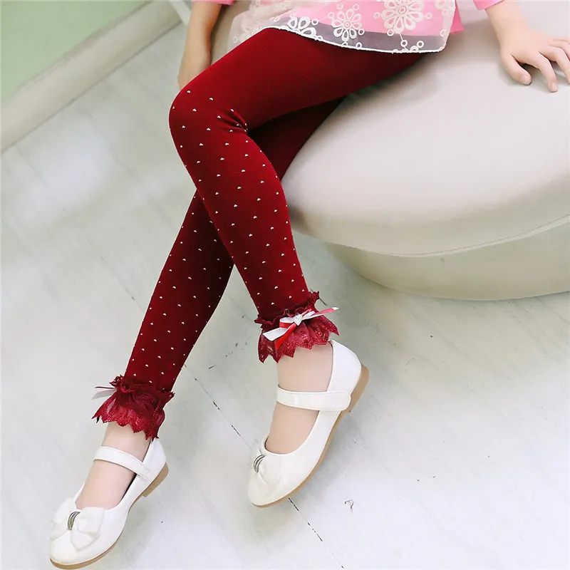 2016 Spring children leggings girls pantyhose lace decoration pants kids Korean lace warm leggings children font