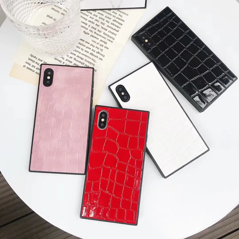 

maosenguoji Square luxury Crocodile pattern funny Mobile Phone Case for iphone 6 6s 6plus 7 8 plus 9 X 10 XR XS MAX fashion case