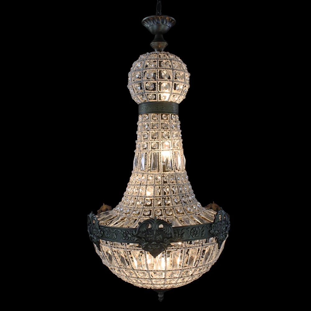 Lustre de Cristal Luzes da Lâmpada para Sala Estar do Hotel Retro Vintage Grande Estilo Império Francês Redondo Led E14 Moderno 6 Lobby 11 Cheap lustre lamp