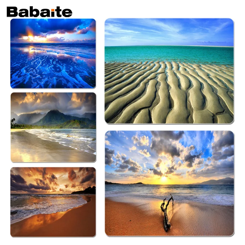 Babaite Лидер продаж красивые пляжные коврик для мыши геймер играть коврики Размеры для 18x22 см 25x29 см резиновая Мышь коврики