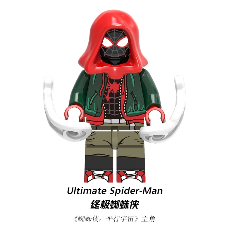 Single Marvel Legoings Spiderman into the Spider Verse Miles Morales Kingpin Scorpion Gwen Stacy Goblin Building Blocks Kids Toy