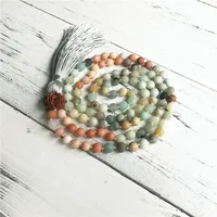 Collier de perles Mala nouées pour le courage, collier de prière de méditation Mantra, amazoging ite 256, aventurine rose, 108 4