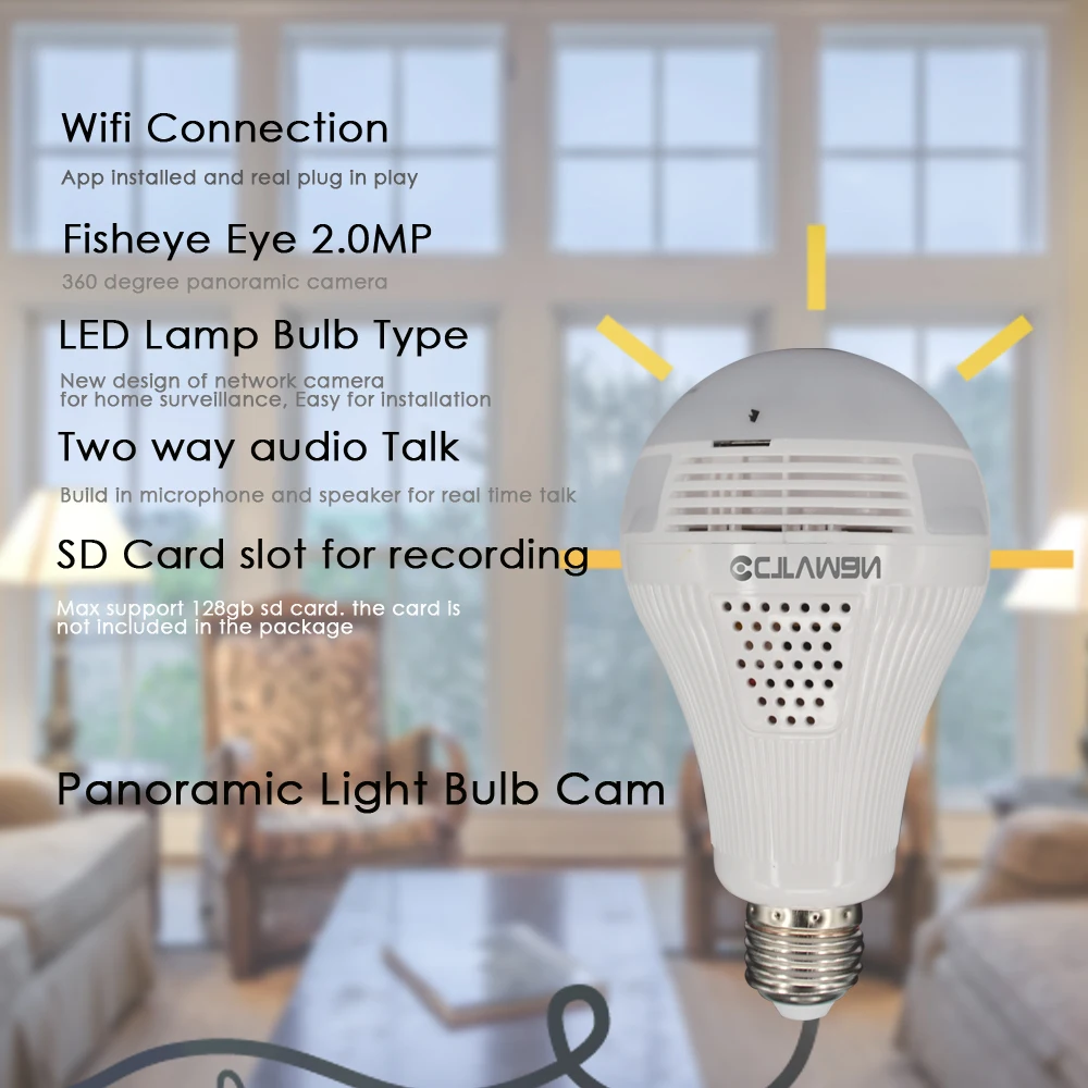 Панорамная камера CTVMAN 1080P Full HD 2 Мп 360 градусов рыбий глаз Wi Fi беспроводной