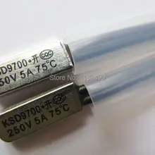 10 шт./упак. KSD9700 NO(нормально открытый) 75 градусов термостат Температура Термальность протектор переключатель 75C биметаллический дисковый 250V 5A