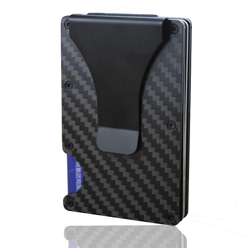 

New Fashion Slim Carbon Fiber Credit Card Holder RFID Non-scan Metal Wallet Purse Male Carteira Masculina Billetera